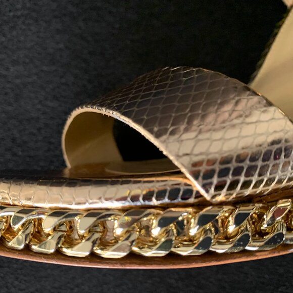 Michael Michael Kors "Jordyn" Metallic Snake Embossed Leather Platform Size: 8M - Picture 3 of 10